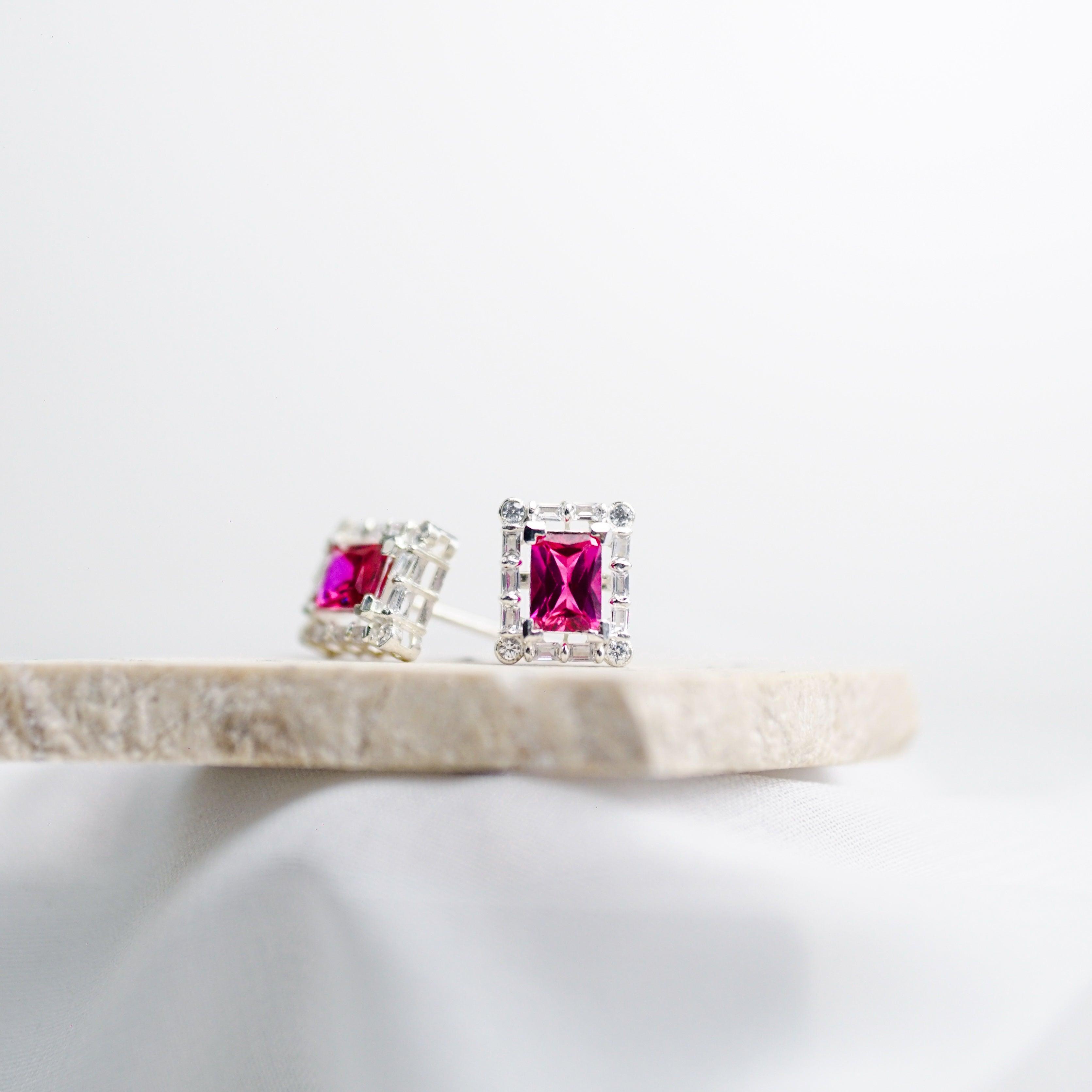 Pink Sapphire Square Earrings - AlShaikh Jewellers