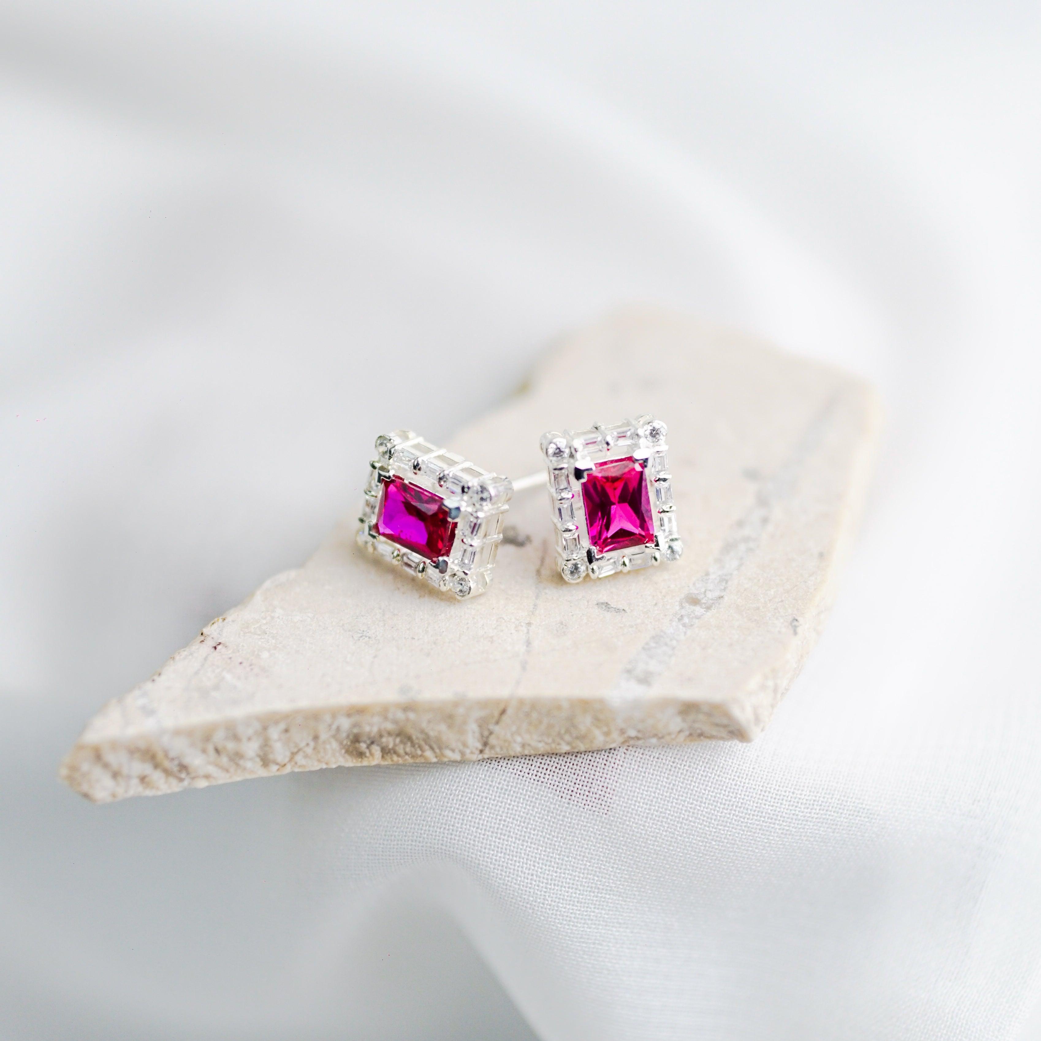 Pink Sapphire Square Earrings - AlShaikh Jewellers