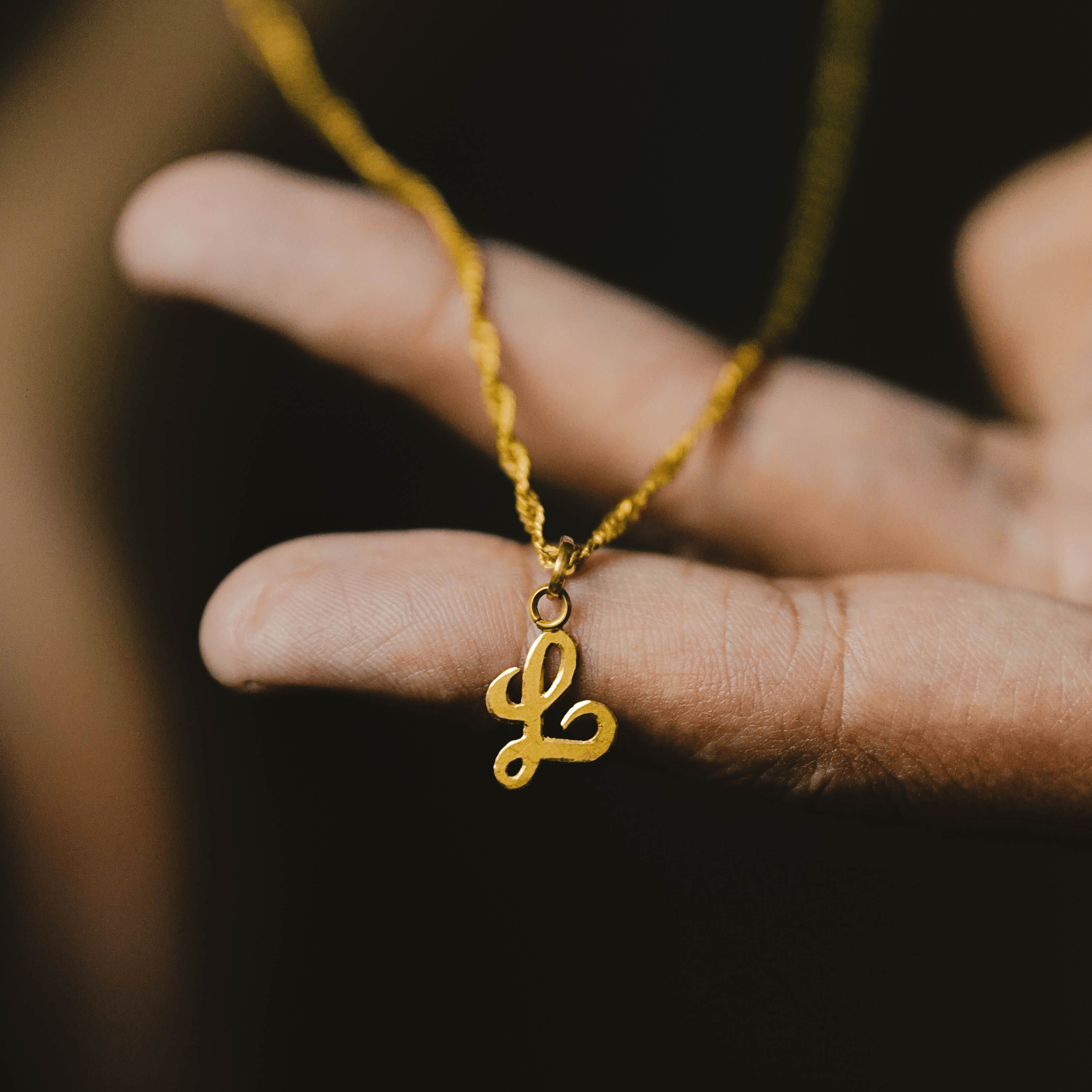 Gold Alphabet Pendant - AlShaikh Jewellers