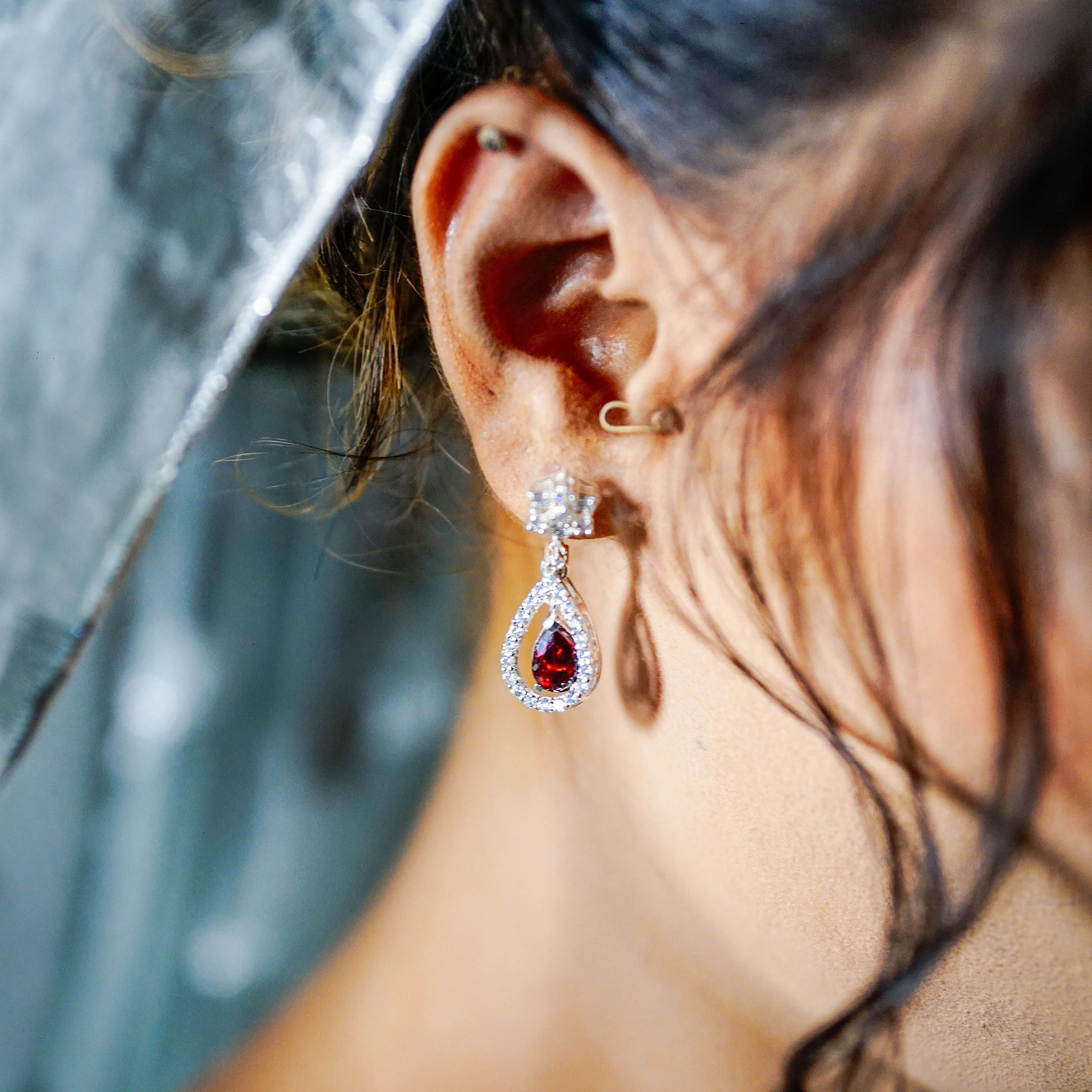 Ruby Pear Drop Earrings - AlShaikh Jewellers