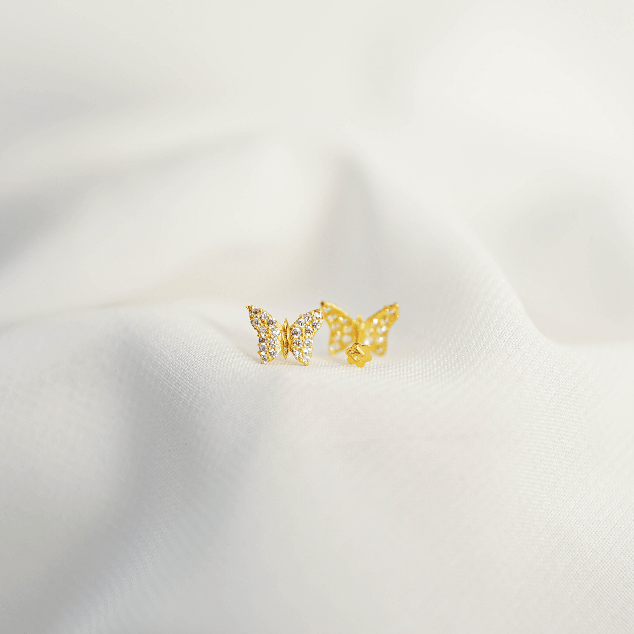 Pavé Butterfly Gold Studs - AlShaikh Jewellers