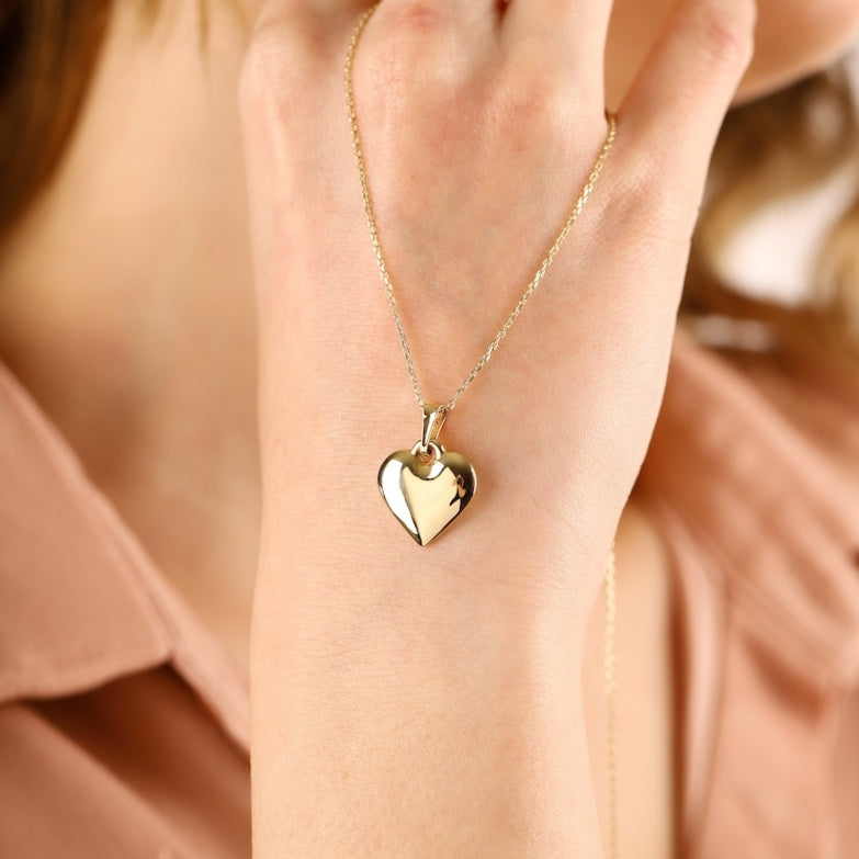 Puffy Heart Pendant with Chain