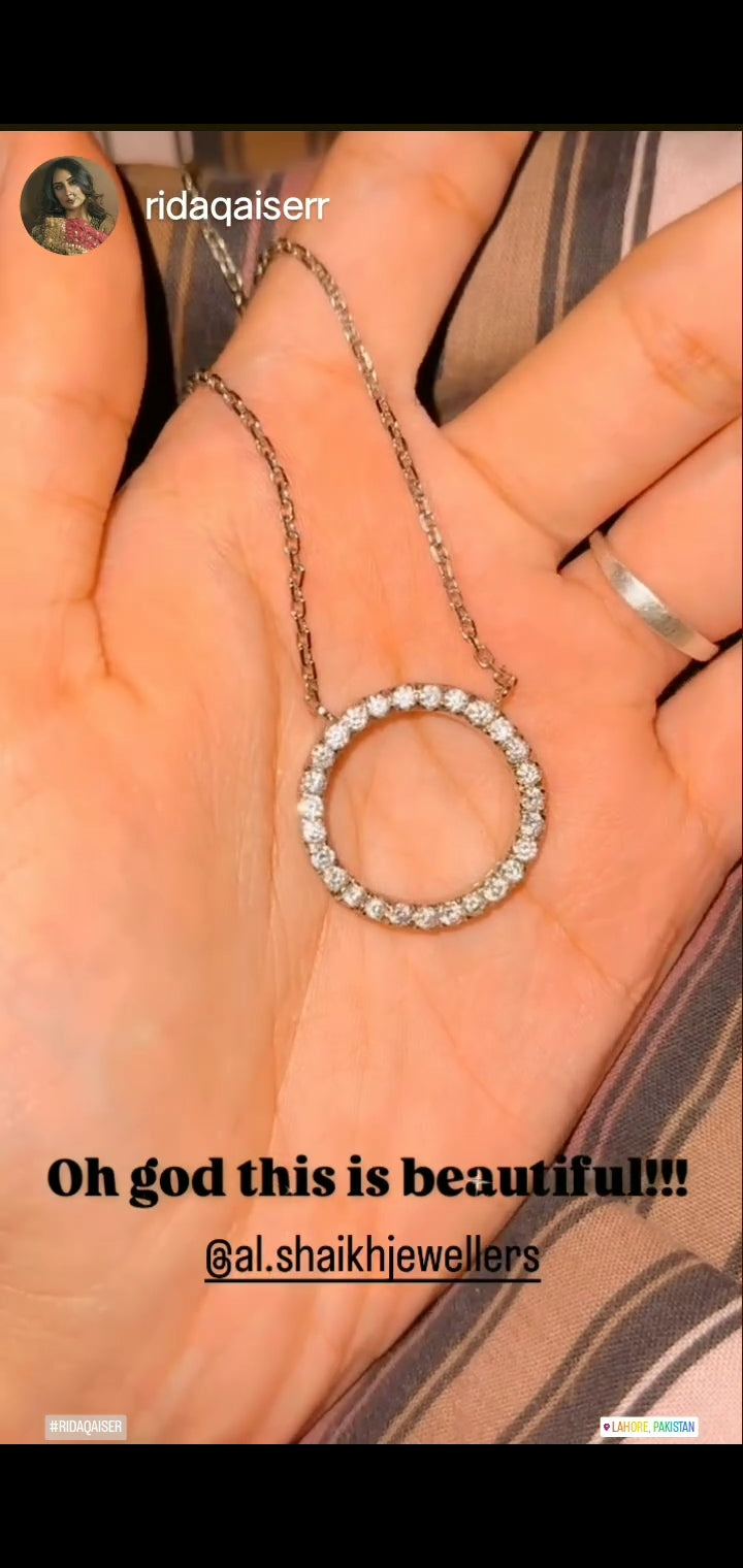 Studded Circular Pendant with Chain