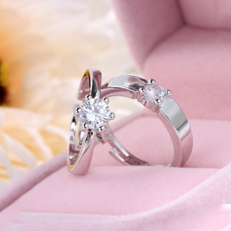 Solitaire Silver Couple Rings (Pair)