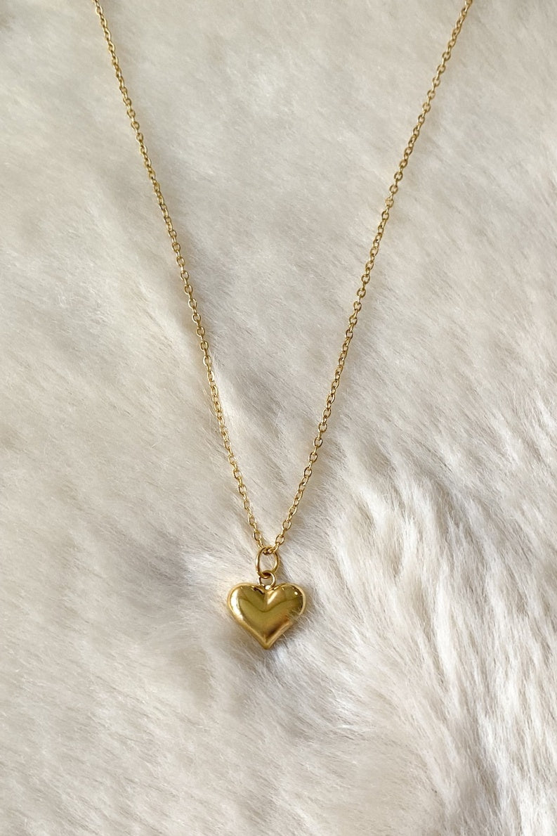 Puffy Heart Pendant with Chain