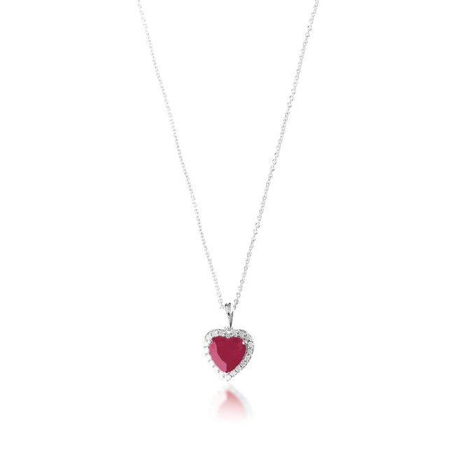 Sparkling Ruby Heart Pendant with chain - AlShaikh Jewellers